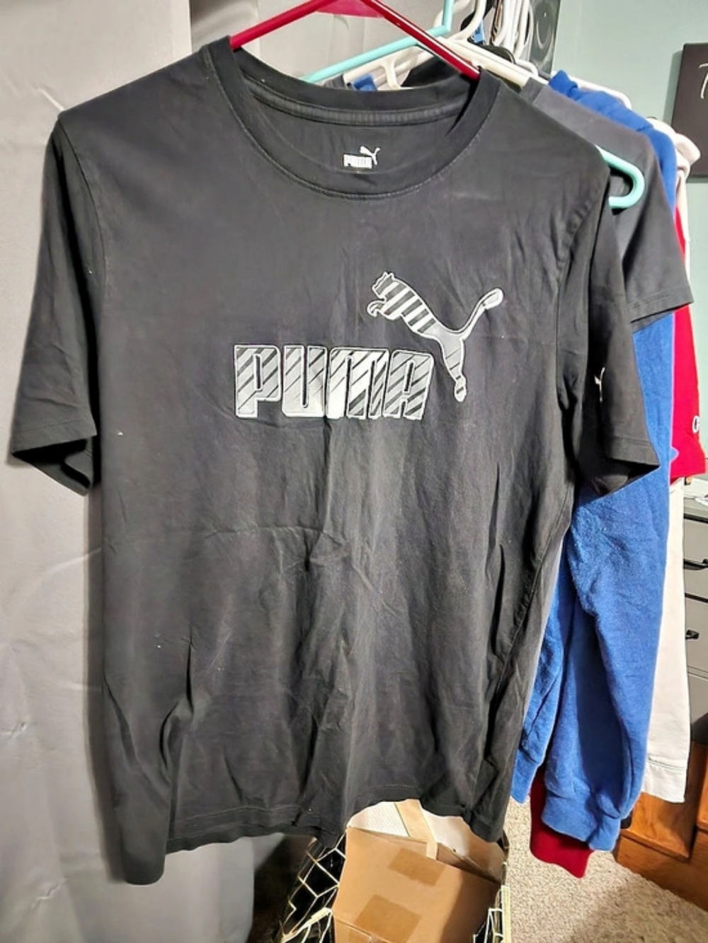 PUMA Logo Graphic Tee Black Size Large